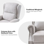 Fauteuil inclinable manuel traditionnel à accoudoirs arrondis et pieds en bois massif