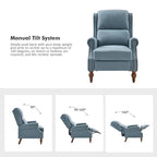 Fauteuil inclinable manuel traditionnel à accoudoirs arrondis et pieds en bois massif
