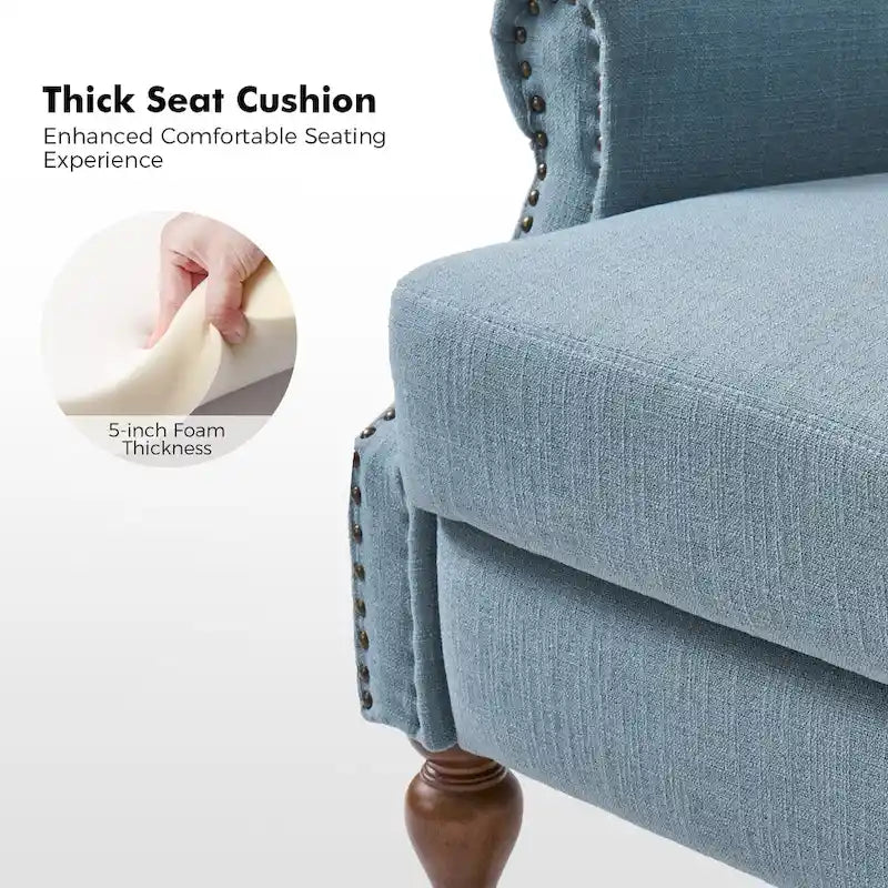 Fauteuil inclinable manuel traditionnel à accoudoirs arrondis et pieds en bois massif