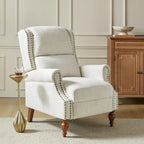 Fauteuil inclinable manuel traditionnel à accoudoirs arrondis et pieds en bois massif
