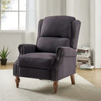 Fauteuil inclinable manuel traditionnel à accoudoirs arrondis et pieds en bois massif