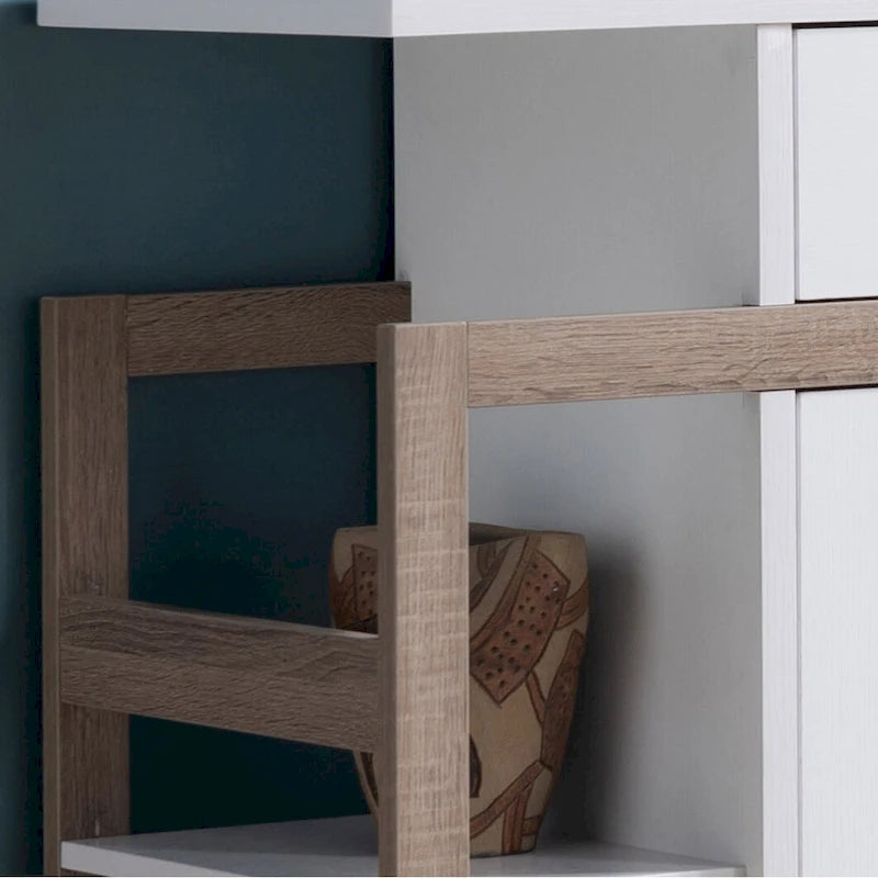 White and Dark Taupe Buffet Storage Cabinet