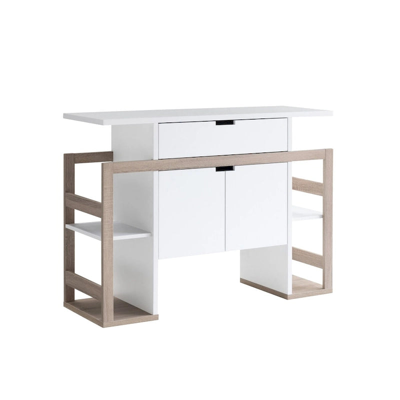 White and Dark Taupe Buffet Storage Cabinet