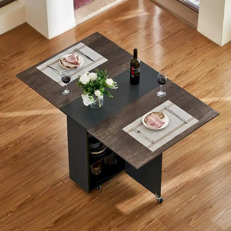 Foldable Kitchen Table Extendable Drop Leaf Dining Table