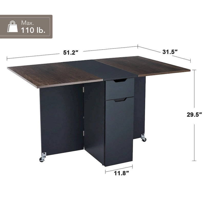 Tavolo da cucina pieghevole allungabile con piano ribaltabile