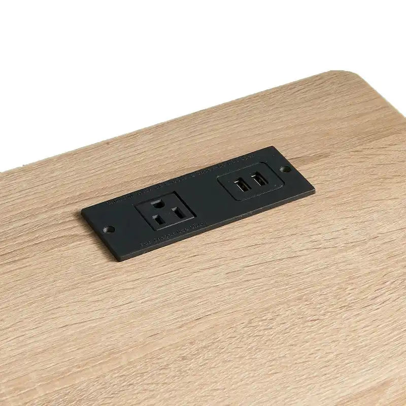 47 Inch Home Office Desk, 1 Drawer with Knob, USB Port, Brown, Black