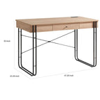 47 Inch Home Office Desk, 1 Drawer with Knob, USB Port, Brown, Black