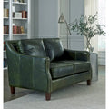 Essex Distressed Green Top Grain Leather Loveseat