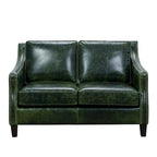 Distressed Green Top Grain Leather Loveseat