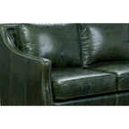 Distressed Green Top Grain Leather Loveseat