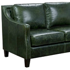 Distressed Green Top Grain Leather Loveseat