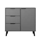 Storage Cabinet with 3 Drawers & Adjustable Shelf, Mid Century Cabinet with Door, Accent Cabinet for Living Room, Home Office