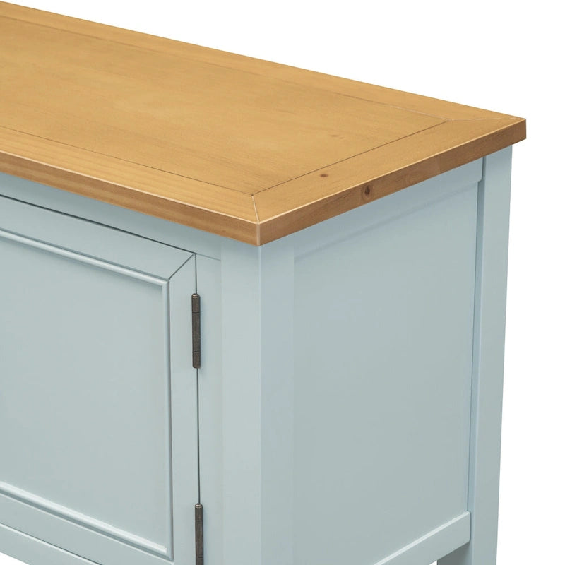 Ample Storage Vintage Console Table with Four Small Drawers and Bottom Shelf for Living Rooms, Entrances and Kitchens