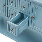 Ample Storage Vintage Console Table with Four Small Drawers and Bottom Shelf for Living Rooms, Entrances and Kitchens