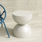 Side Table Indoor/Outdoor Stone White w/ Gold Flakes