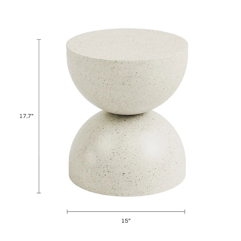 Side Table Indoor/Outdoor Stone White w/ Gold Flakes