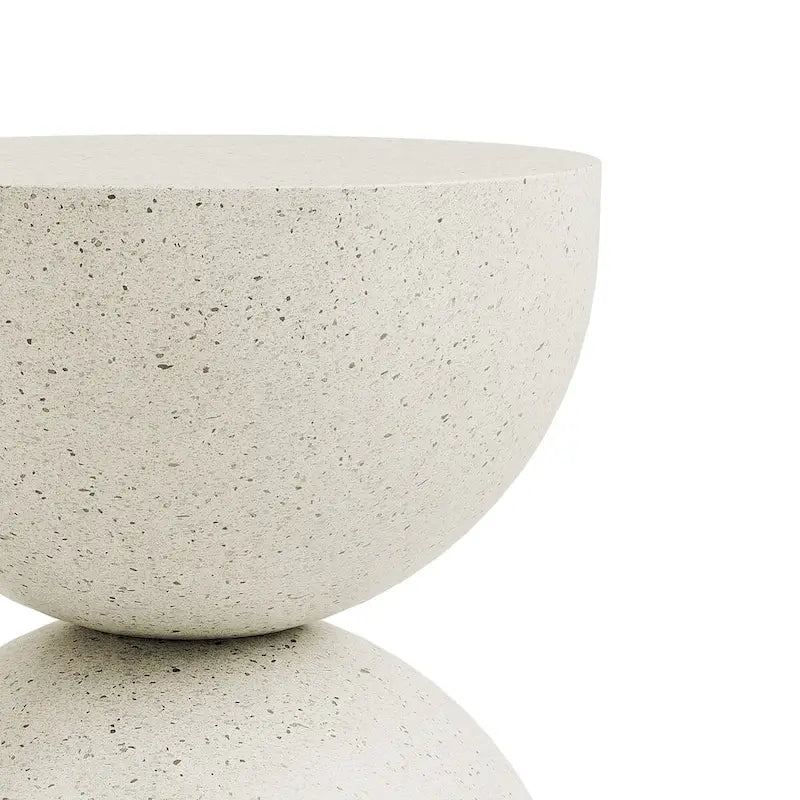 Side Table Indoor/Outdoor Stone White w/ Gold Flakes