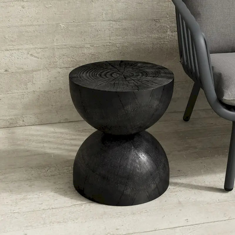 Side Table Indoor/Outdoor Stone White w/ Gold Flakes