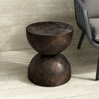 Side Table Indoor/Outdoor Stone White w/ Gold Flakes