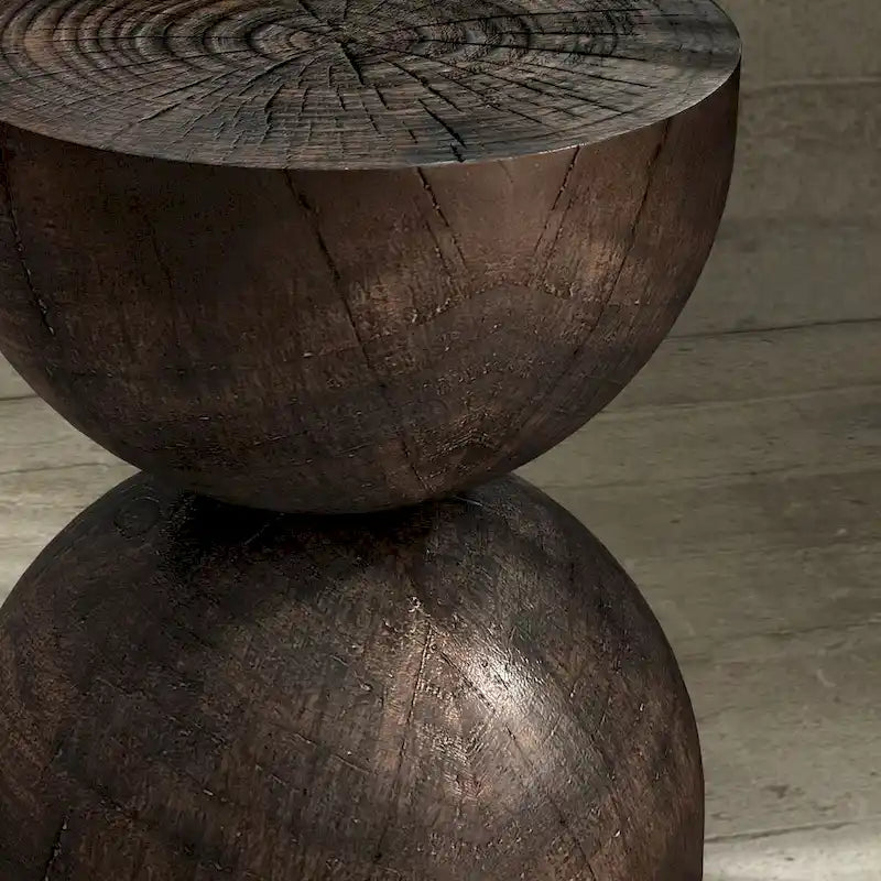 Side Table Indoor/Outdoor Stone White w/ Gold Flakes