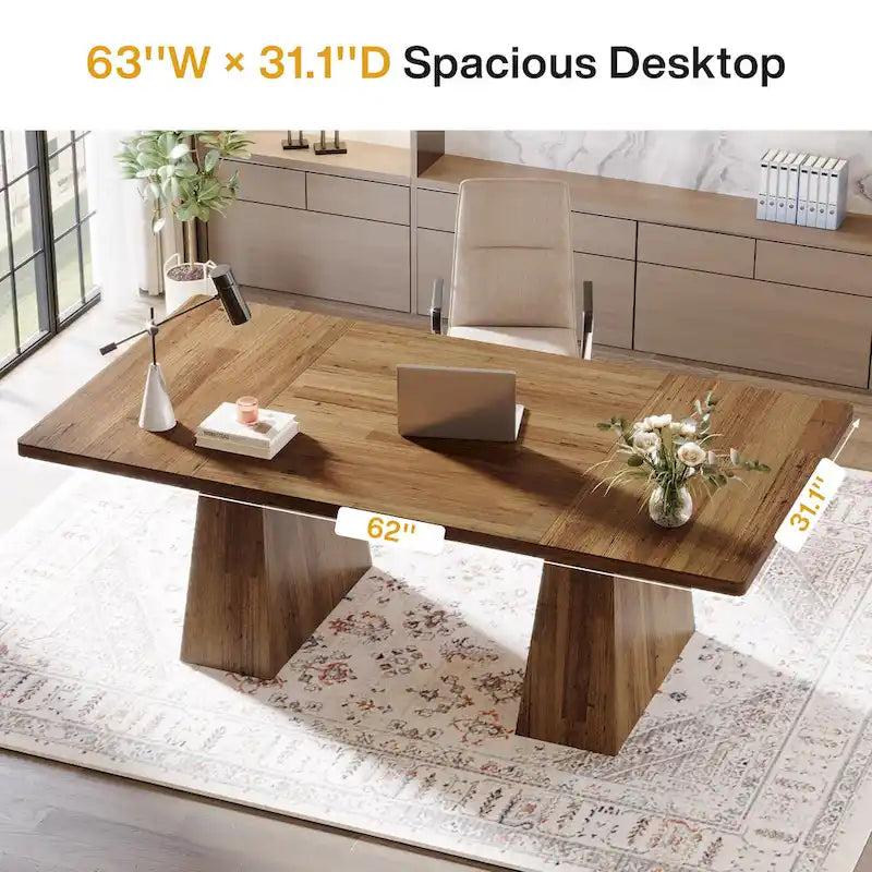 63 Inches Rustic Computer Desk for Home Office