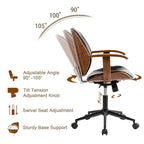 Modern Ergonomic Faux Leather Gaslift Adjustable Swivel Office Task Chair