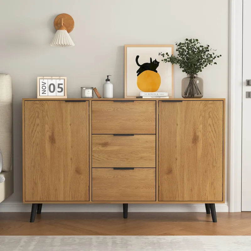 Sideboard Buffet Cabinet with Storage and Wood Coffee Bar Cabinet with Drawers and Doors