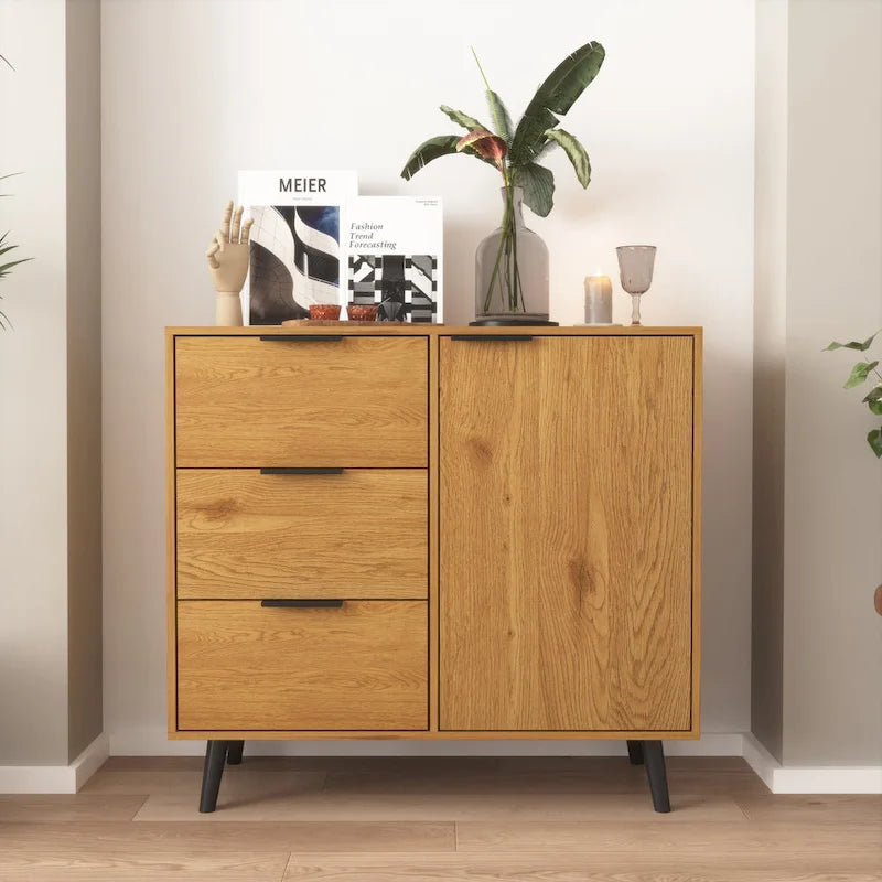 Sideboard Buffet Cabinet with Storage and Wood Coffee Bar Cabinet with Drawers and Doors