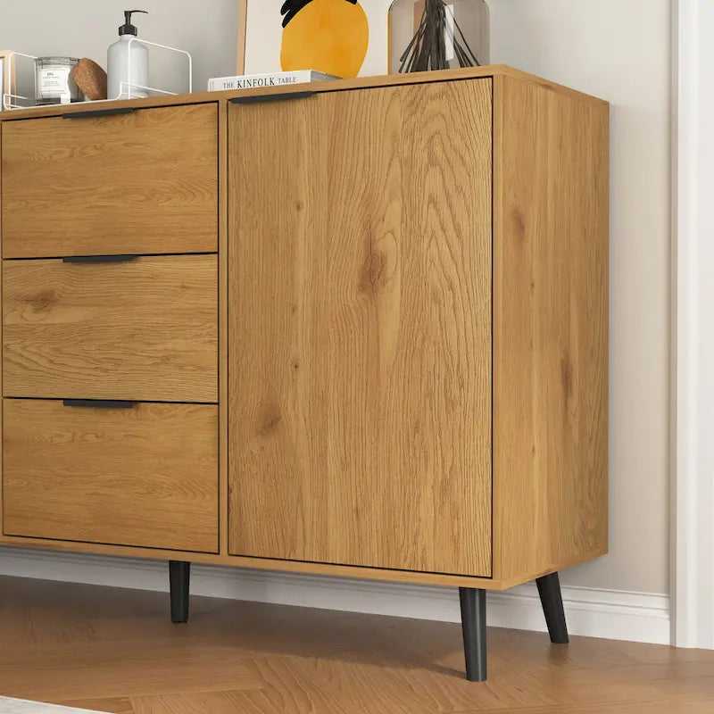 Sideboard Buffet Cabinet with Storage and Wood Coffee Bar Cabinet with Drawers and Doors