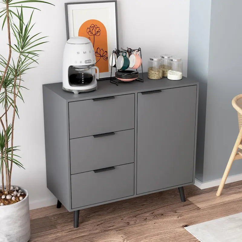 Sideboard Buffet Cabinet with Storage and Wood Coffee Bar Cabinet with Drawers and Doors