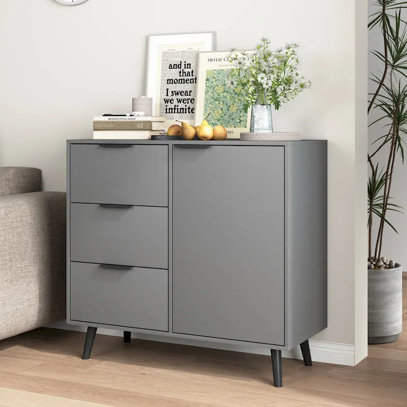 Sideboard Buffet Cabinet with Storage and Wood Coffee Bar Cabinet with Drawers and Doors