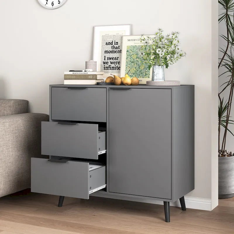 Sideboard Buffet Cabinet with Storage and Wood Coffee Bar Cabinet with Drawers and Doors