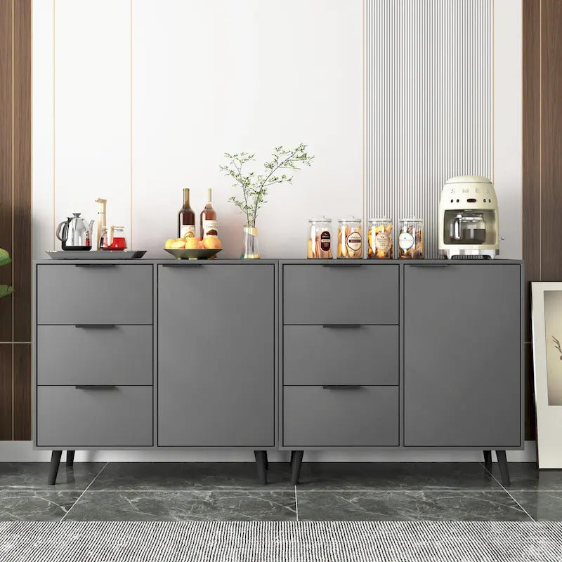 Sideboard Buffet Cabinet with Storage and Wood Coffee Bar Cabinet with Drawers and Doors