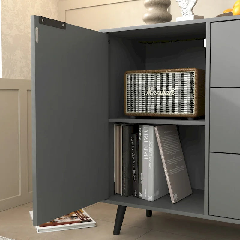 Sideboard Buffet Cabinet with Storage and Wood Coffee Bar Cabinet with Drawers and Doors