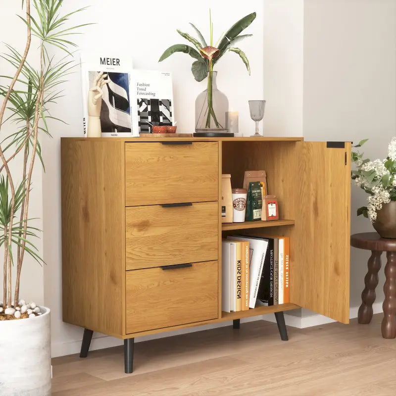 Sideboard Buffet Cabinet with Storage and Wood Coffee Bar Cabinet with Drawers and Doors