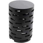 Wood Geometric Brick Inspired Cutout Side End Accent Table in Black