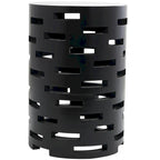 Wood Geometric Brick Inspired Cutout Side End Accent Table in Black