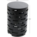 Wood Geometric Brick Inspired Cutout Side End Accent Table in Black